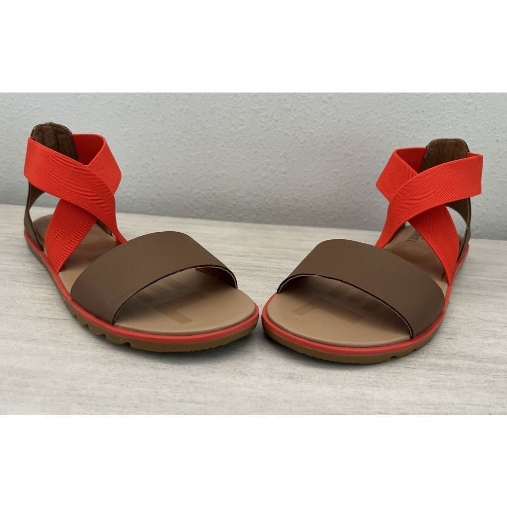 Sorel Womens Sz 7M Ella II Red/Rouge Sandals Ankle Cross Strap Strappy Flats NIB - Picture 13 of 16